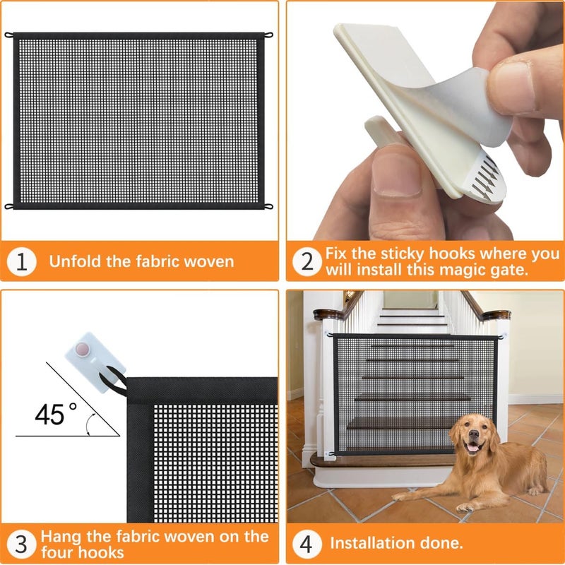 Cupount Dog Gate for Stairs Pet Gates for The House: Dogs Screen Mesh Gate for Doorways Stairways Indoor 29 inch Tall, 45 inch Wide, Fits Openings 40'' to 43'' Wide - Image 4